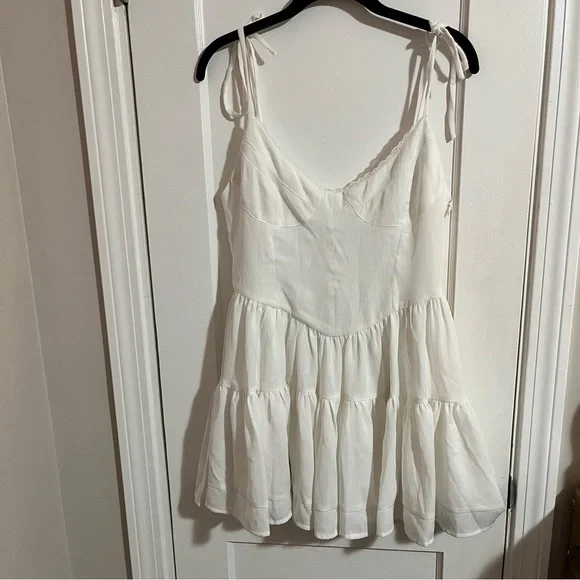 Tiger Mist Bijou White Spaghetti Strap Mini Dress - basque waist - Picture 3 of 6